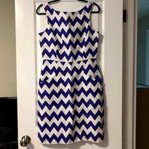 Kate Spade Linen Brent Chevron Dress, Size 10